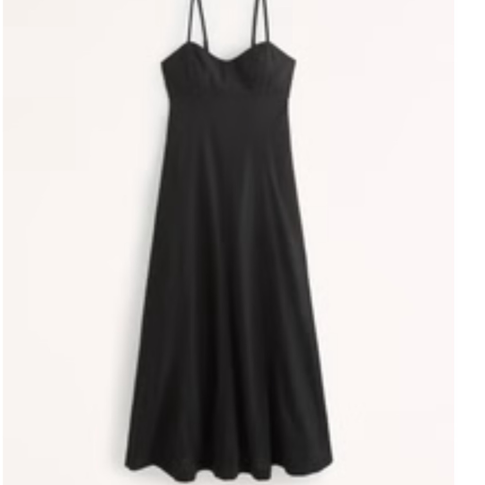 Linen-Blend Sweetheart Midi Dress